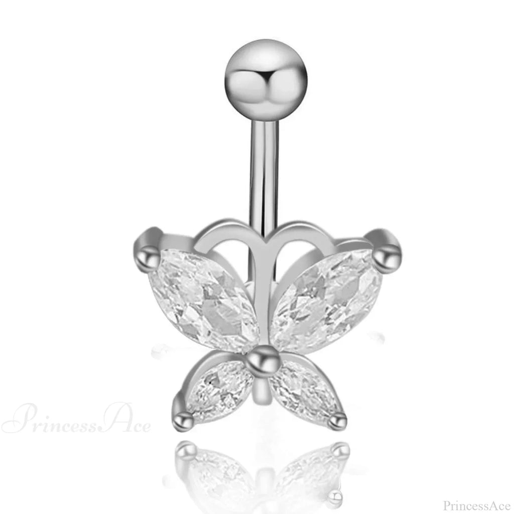Gothic Heart Dangle Butterfly Belly Ring