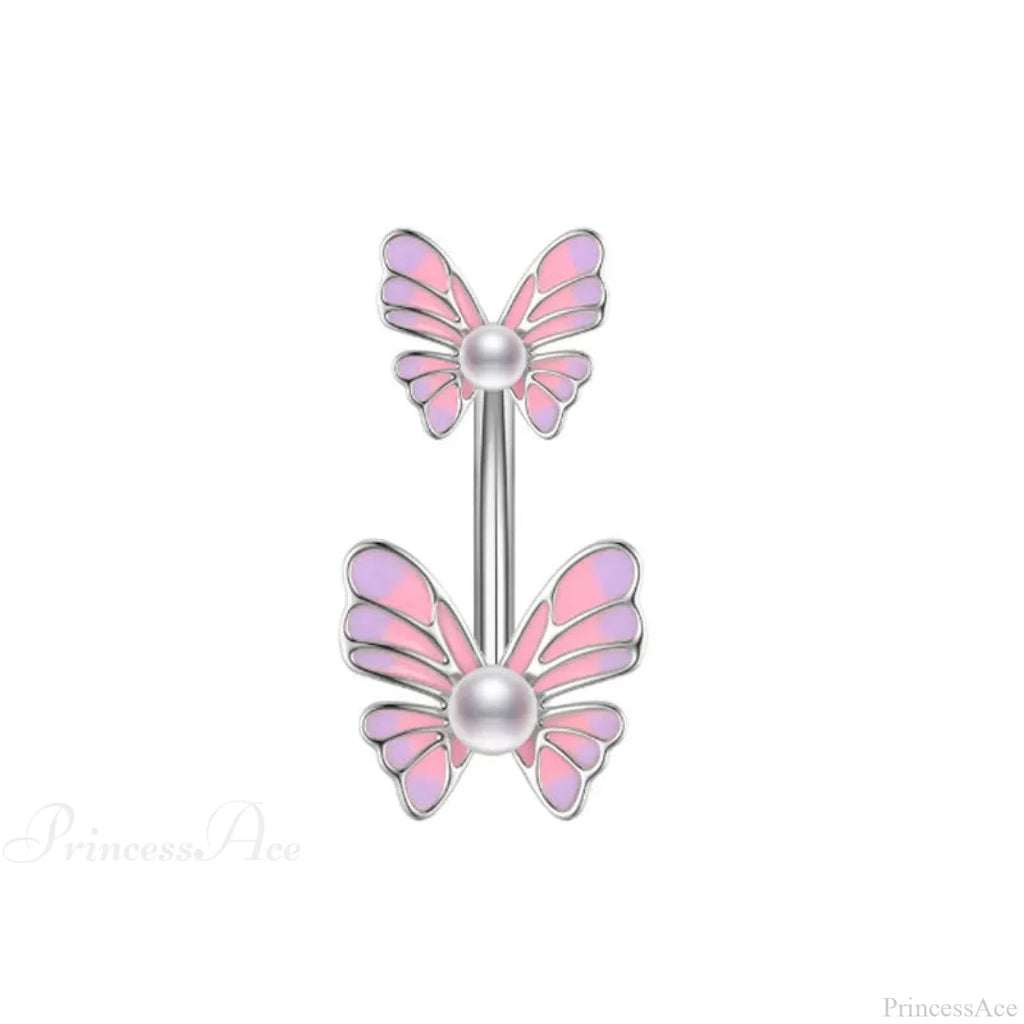 Gothic Heart Dangle Butterfly Belly Ring
