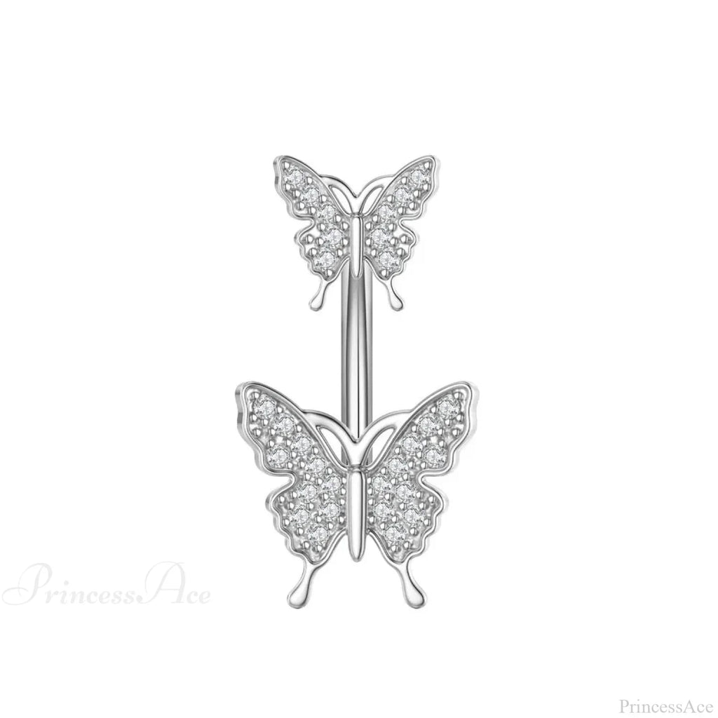 Gothic Heart Dangle Butterfly Belly Ring
