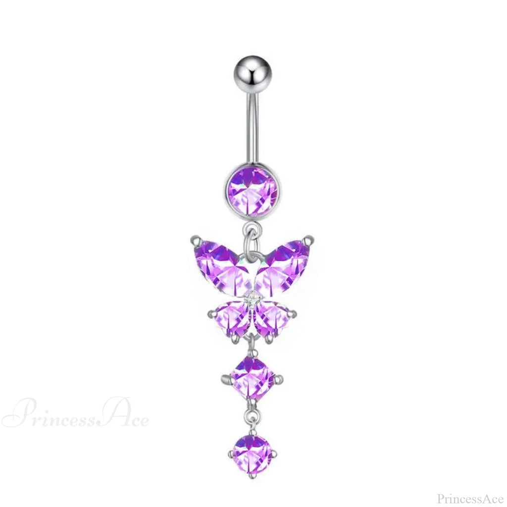 Gothic Heart Dangle Butterfly Belly Ring