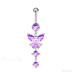 Gothic Heart Dangle Butterfly Belly Ring
