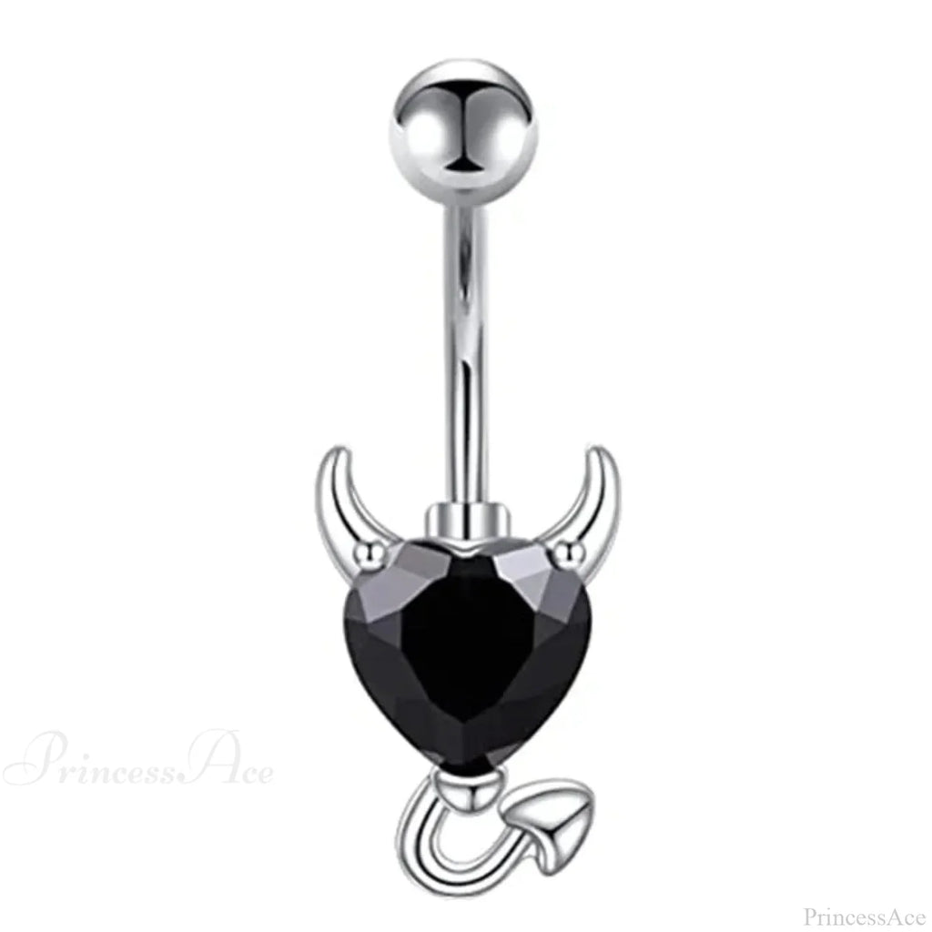Gothic Heart Dangle Butterfly Belly Ring