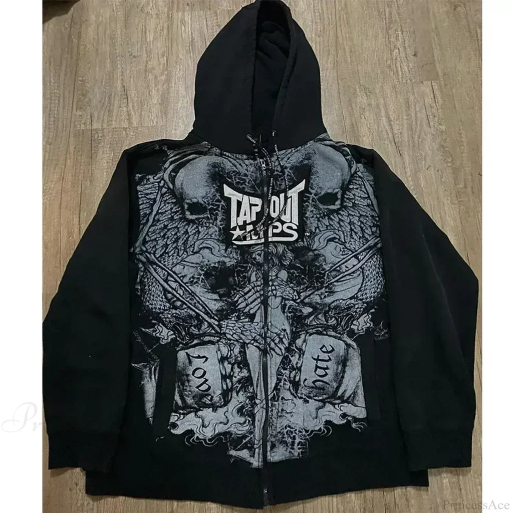 Gothic Letter Print Fall Hoodie