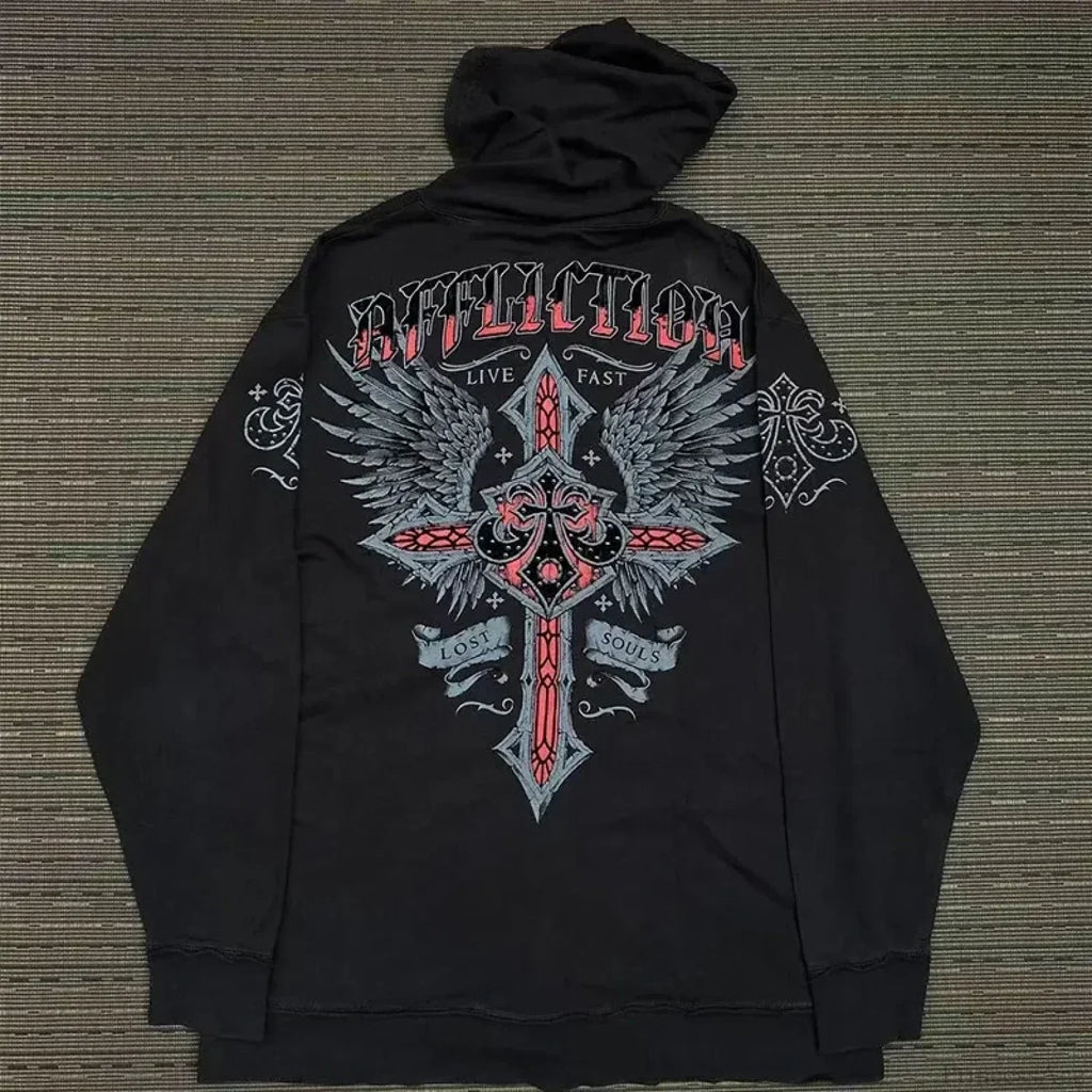 Gothic Long Sleeve Zipper Hoodie