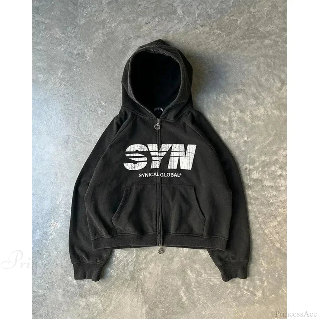 Gothic Long Sleeve Zipper Hoodie