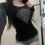 Gothic Print Knit Top
