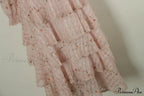 Gown Ruffle Embroidery Female Full-Length Full Elegant - Gown - - - Spring/Winter - Long Waist Pink Party Lace Arm High - - Woman