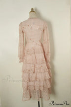 Gown Ruffle Embroidery Female Full-Length Full Elegant - Gown - - - Spring/Winter - Long Waist Pink Party Lace Arm High - - Woman