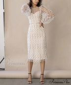Gown Sleeves O-Neck Warm-Season with Women's Elegant Party Long Lace for and Events