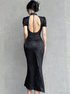 Graceful Bandage Extended Sleeve Midi Dress
