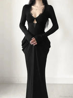 Graceful Lace Patchwork Corset Long Dress
