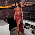 Gradient Bikini Set with Long Skirt Three Piece Swimsuit