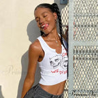 Graphic Cyber Streetwear Women Chic Sleeveless Activity Harajuku Skinny Crops Tank top