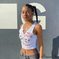 Graphic Cyber Streetwear Women Chic Sleeveless Activity Harajuku Skinny Crops Tank top