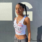 Graphic Cyber Streetwear Women Chic Sleeveless Activity Harajuku Skinny Crops Tank top