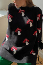 Graphic Mushroom Pullover Sweater