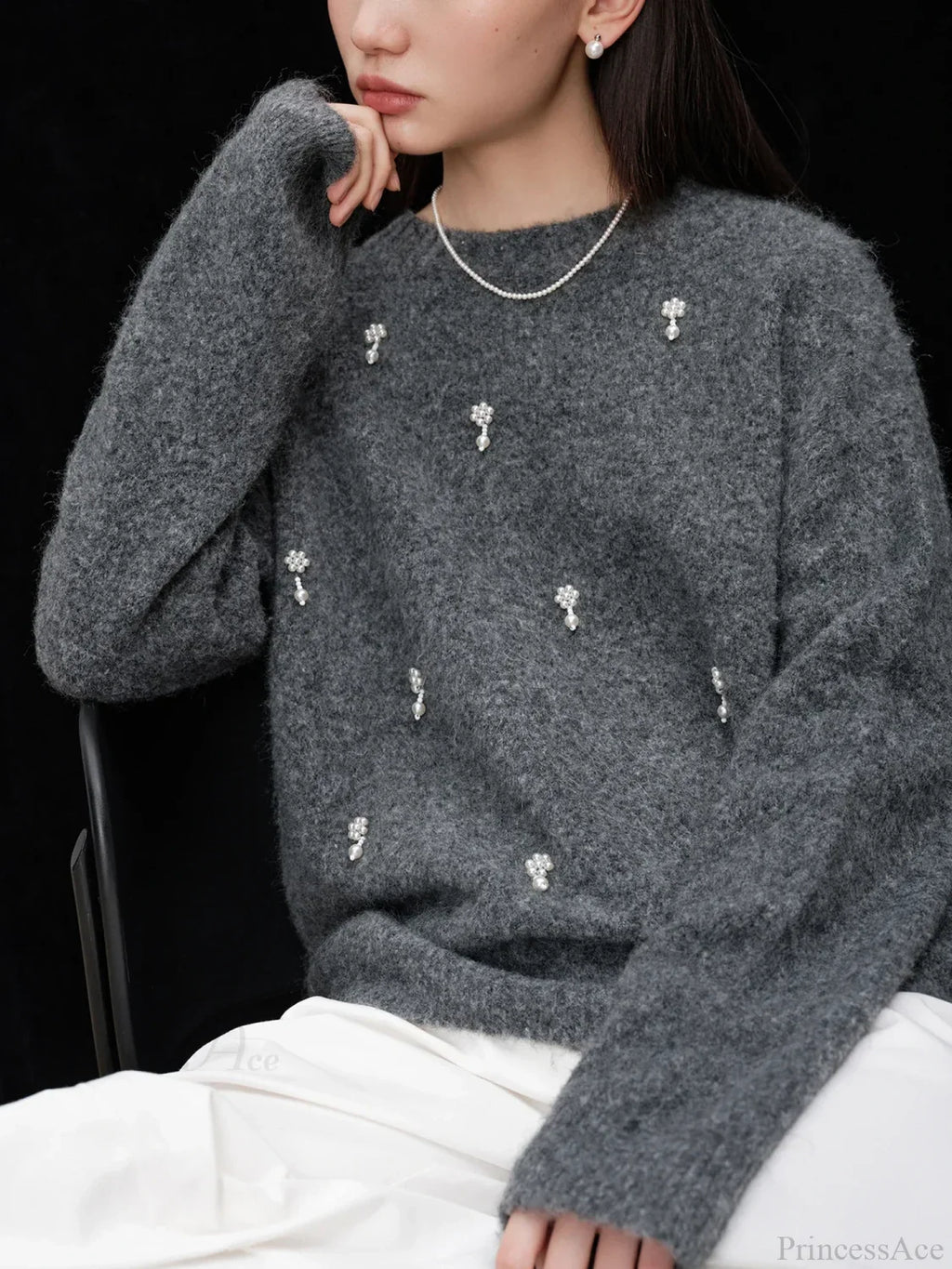 Gray Casual Pullover Sweater