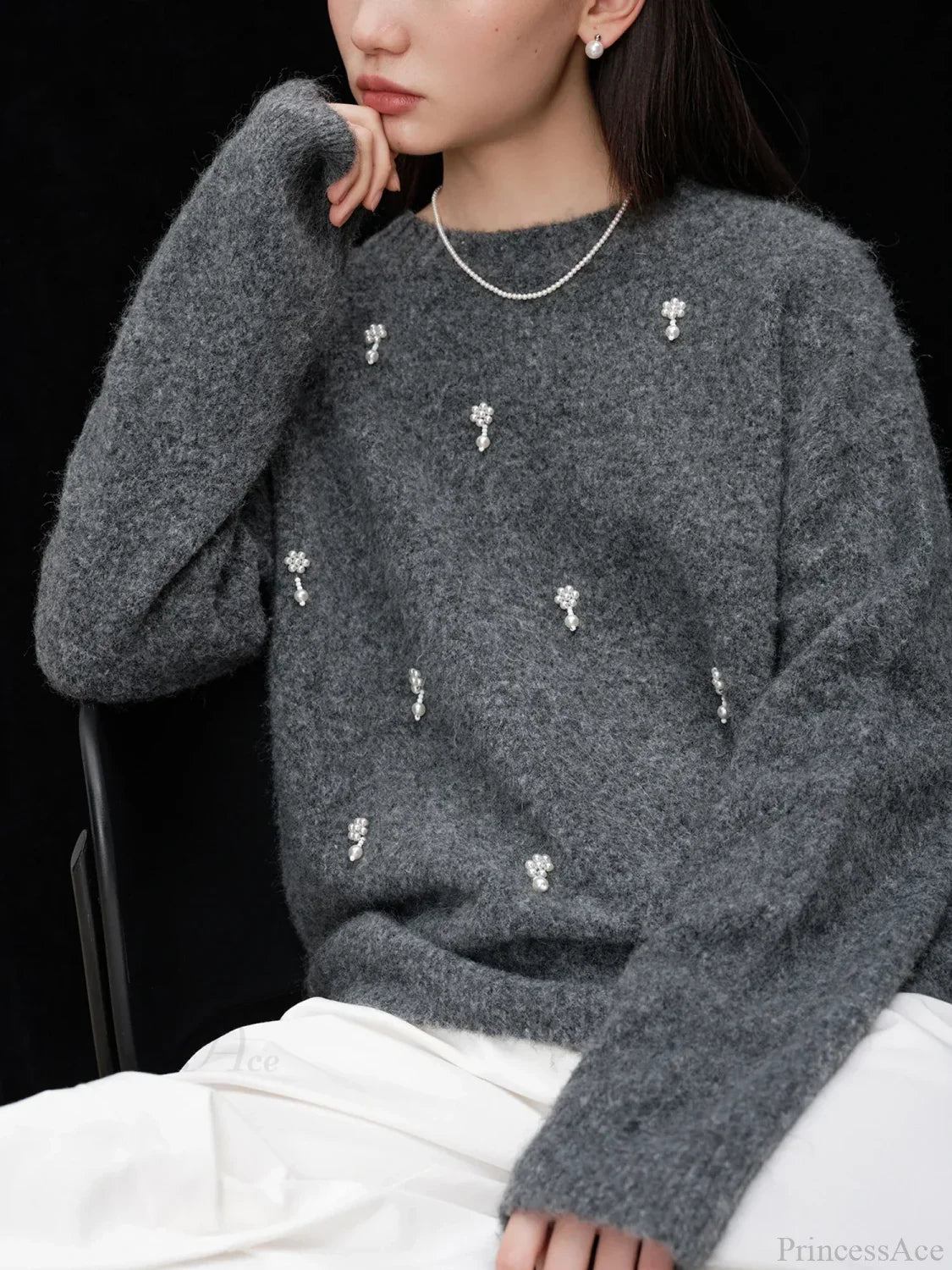 Gray Casual Pullover Sweater