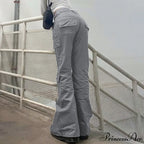 Gray Casual Stitched Pocket Cargo Pants