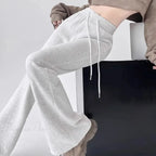 Gray High Waist Flared Sweatpants Pants