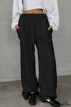 Gray Loose Wide Leg Low Waist Sweat Pants