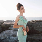 Green 3D Flower Charming Sequin Cami Maxi Dress