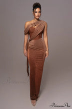 Green Draped Stylish Maxi Dress