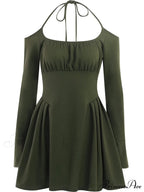 Green Cold Shoulder Dress with Fairycore Vibes