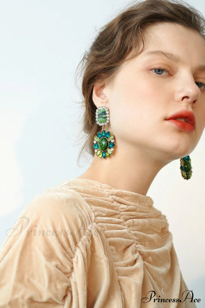 Green Dimond Stylish Dangle Earrings