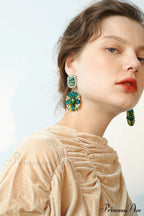 Green Dimond Stylish Dangle Earrings