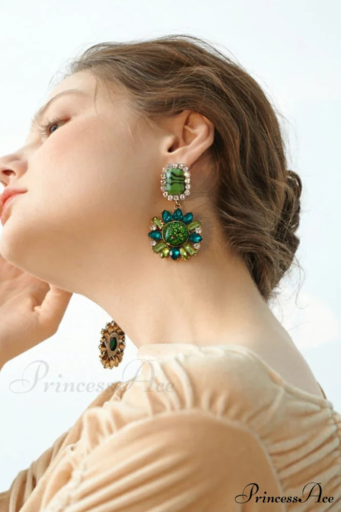 Green Dimond Stylish Dangle Earrings