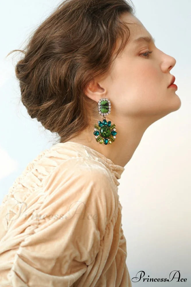 Green Dimond Stylish Dangle Earrings