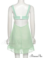 Green Frill Stylish Mini Dress