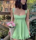 Green Frill Stylish Mini Dress