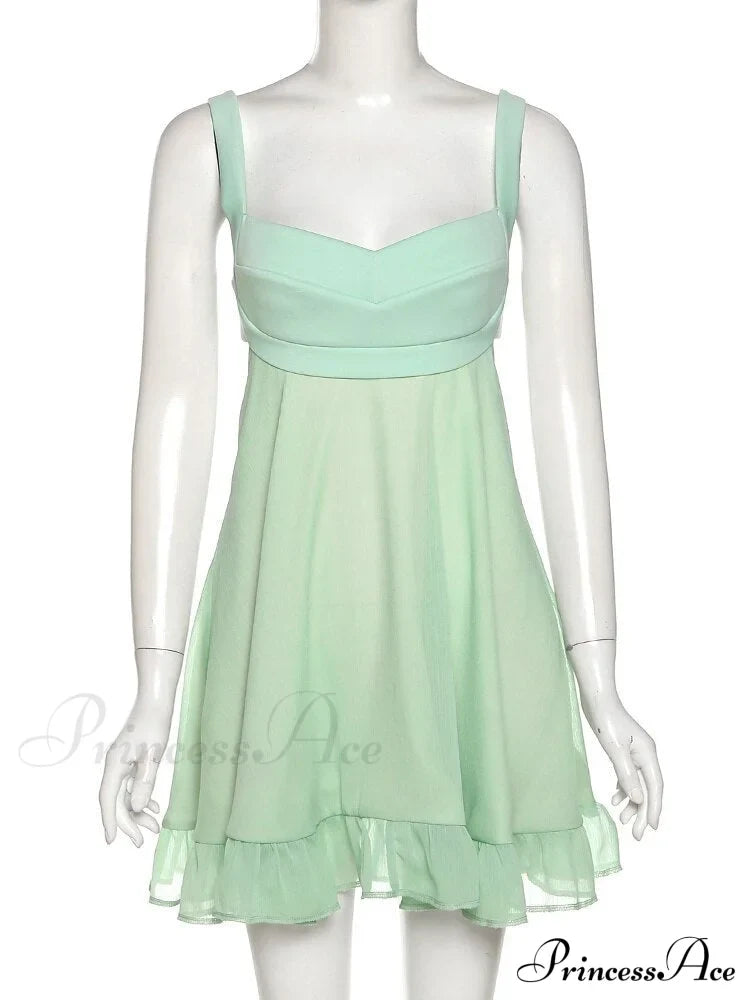 Green Frill Stylish Mini Dress
