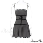 Grey Tube Lace Charming Strap Mini Dress