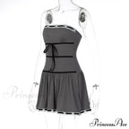 Grey Tube Lace Charming Strap Mini Dress