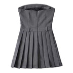 Pleated Mini Dress in Grey