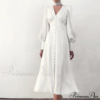 Guest Wedding Satin Full-Length Silk Gown Mid-Calf Empire Evening Vintage Party Buttons Dress