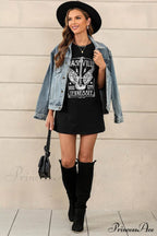 Guitar Slogan Stylish Letter Graphic Tee