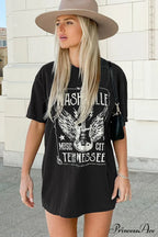 Guitar Slogan Stylish Letter Graphic Tee