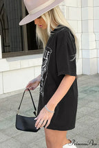 Guitar Slogan Stylish Letter Graphic Tee