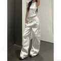 Gyaru White Cargo Jeans Wide Leg Pants