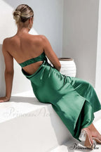 Half Open Back Charming Sleeveless Silky Dress