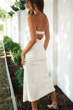 Half Open Back Charming Sleeveless Silky Dress
