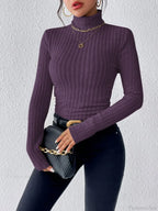 Half Turtleneck Sweater Slim Long Sleeve Knit Top Women