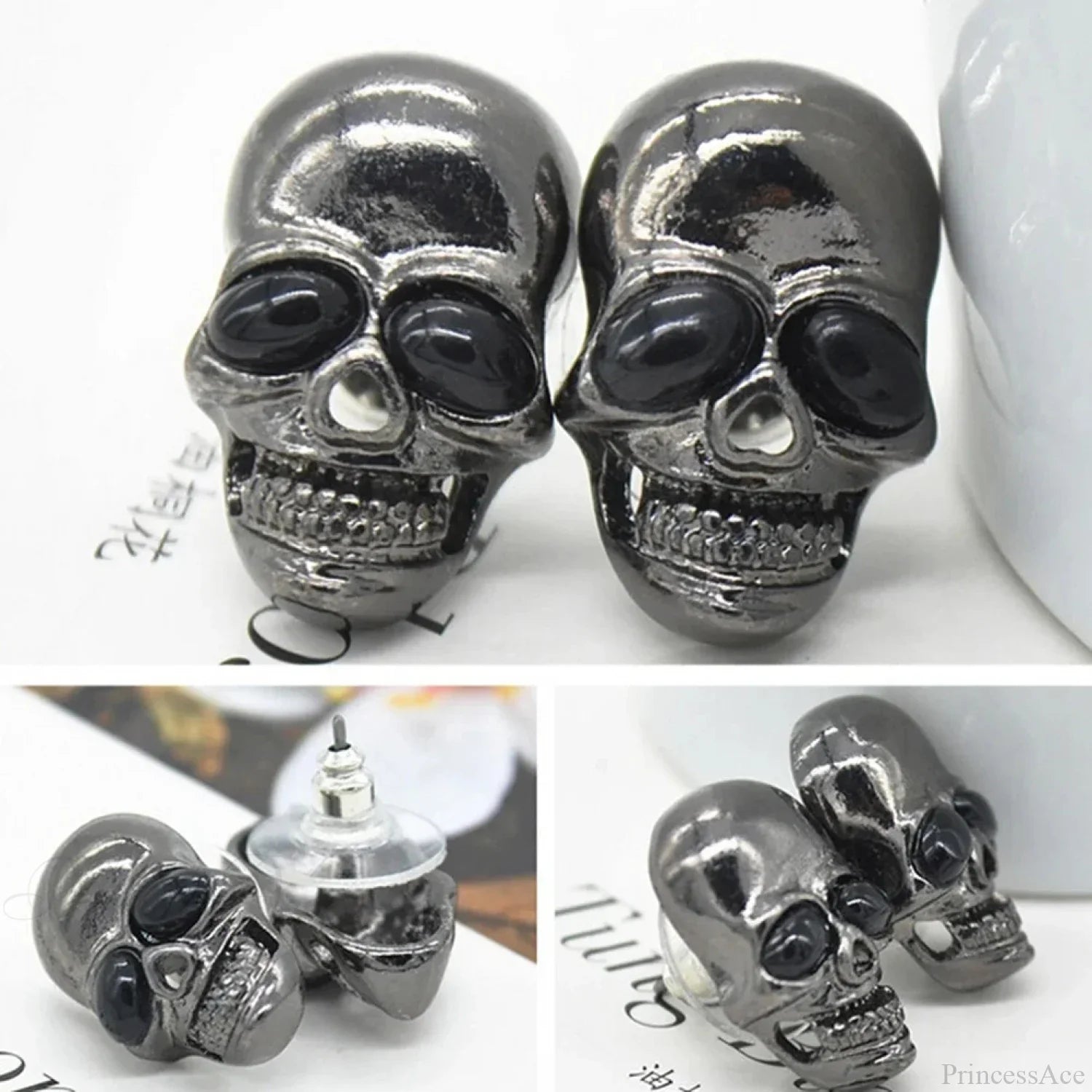 Halloween Dark Spider Amulet Stud Earring