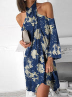 Halter A Line Casual Long Sleeve Dresses