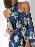 Halter A Line Casual Long Sleeve Dresses