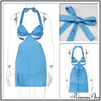Halter Backless Bandage Women Slim Bodycon Hollow Out Warm-Season Mini Strapless Party Sexy Gown Dress